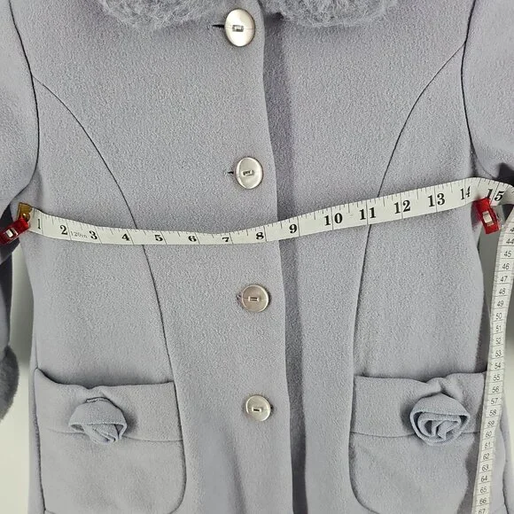 Rothschild Girls Dress Coat Size 5 Blue Frost Faux Fur Collar Holiday Coat - Picture 5 of 10